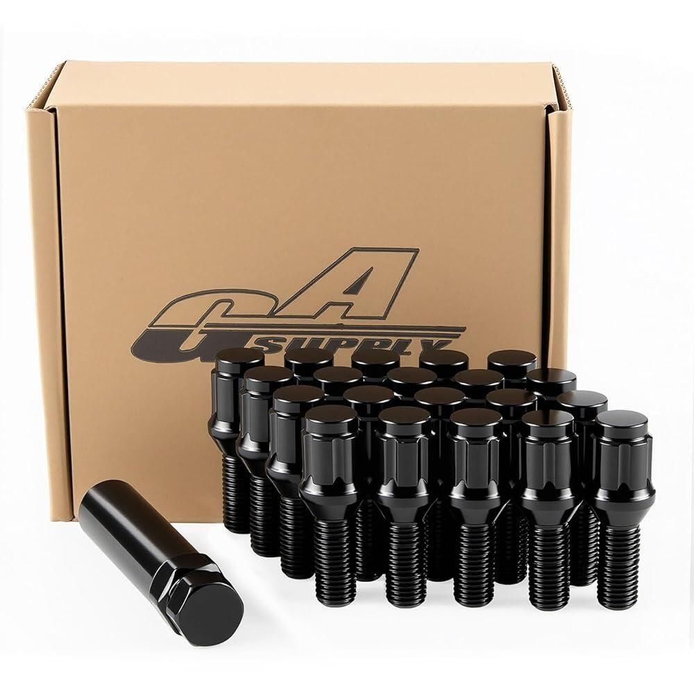 GAsupply [해외] GAsupply M14x1.5 러그 볼트 24mm 섕크 페라리 GT, GTA, M 크롬 14x1.5 6 스플라인 휠 스톡 스터드 원뿔형 시트, 20개 + 키 1개 4