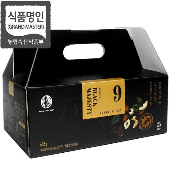 강봉석 명인조청 프리미엄 블랙 영양바 25gx25개 / 9가지 하루견과 / 전통과자 한과 명절선물세트 강정바