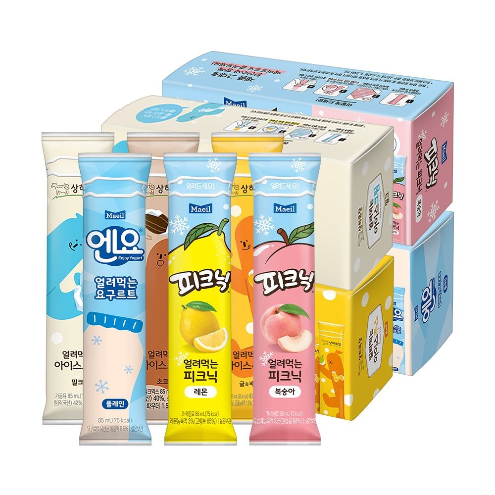 상하목장 상하 얼려먹는 아이스크림 밀크 6종 밀크/초코/귤배/피크닉/엔요 24개 골라담기