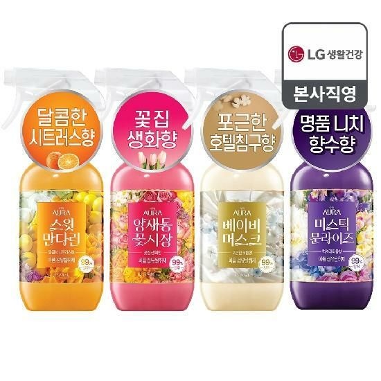 아우라 퍼퓸 섬유탈취제 490ML 본품 x 2개 (4종 중 택1)