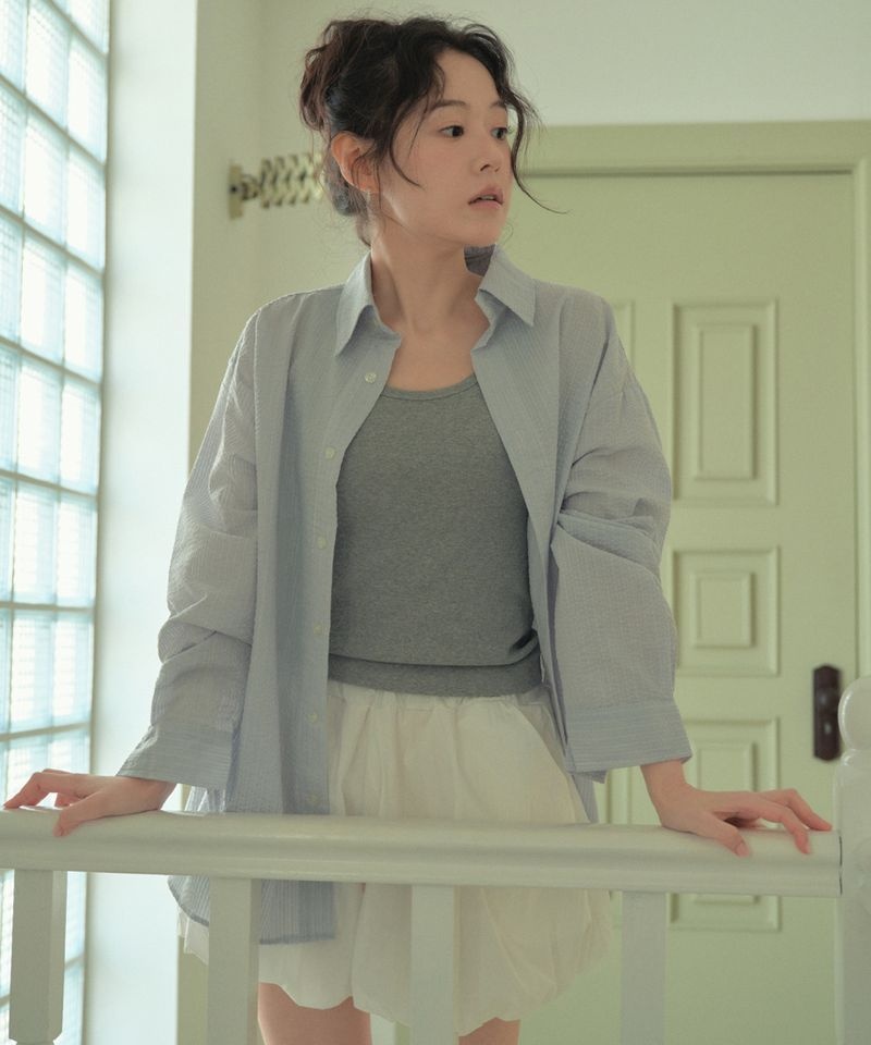 WEDNESDAYOASISFORWOMEN W/썸머 시어서커 루즈 ST 셔츠_LIGHT BLUE(W25-TP23) 1948879