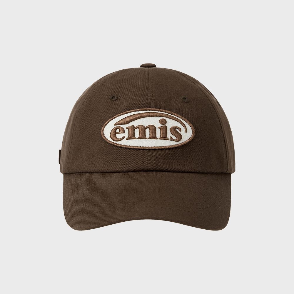 TONE ON TONE WAPPEN BALL CAP-BROWN