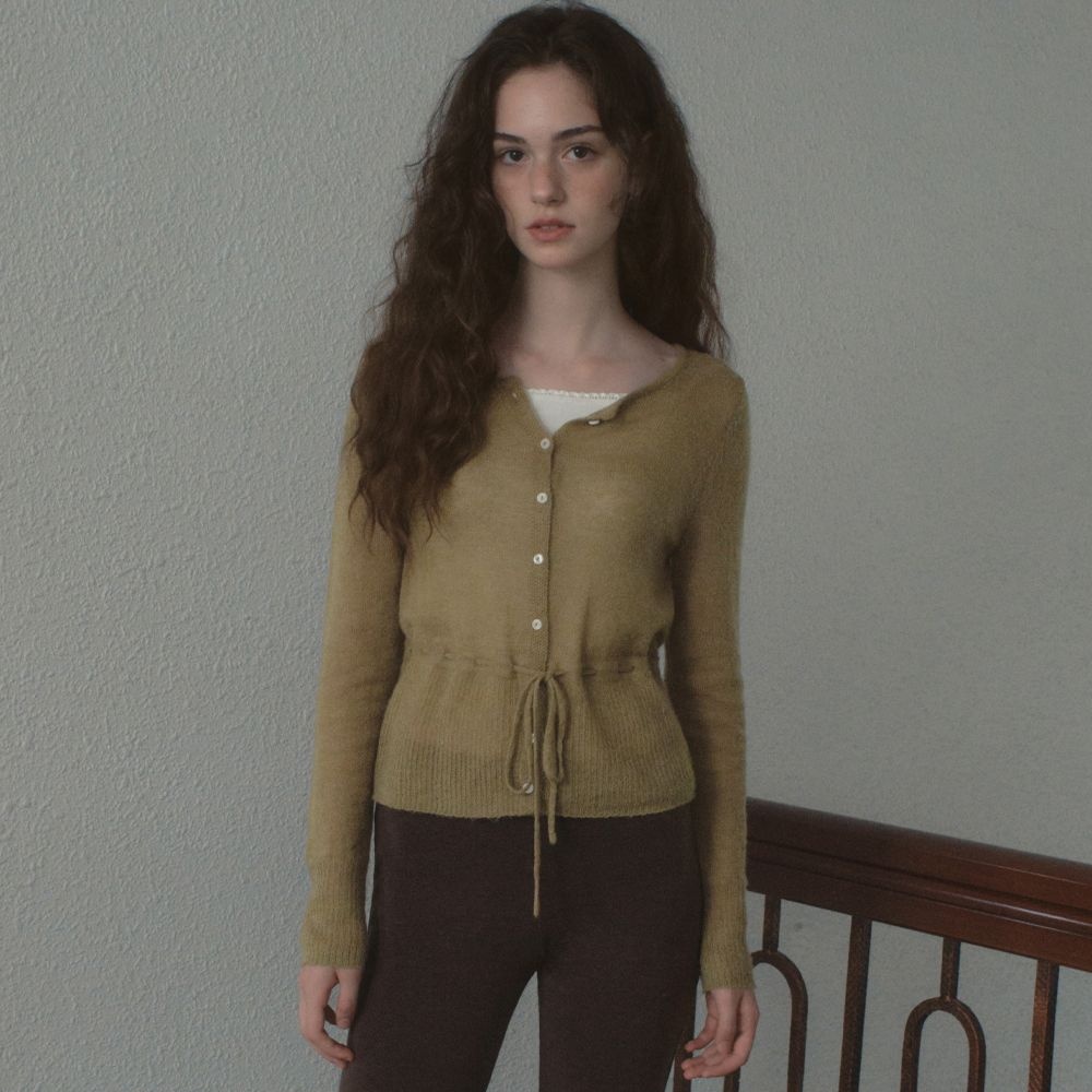 아우어노스텔지아 Maren Tie Mohair Knit Cardigan_Khaki(OCB6KN39)