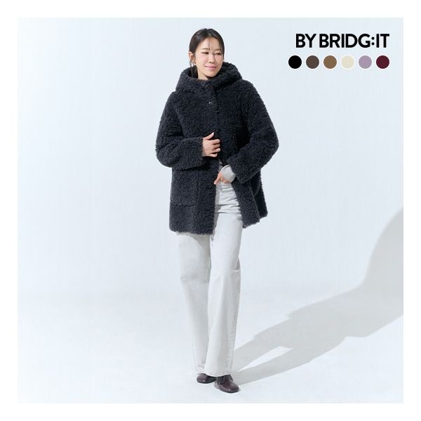 바이브리짓 (26FW) 컬링 호주산 양모100 후드 코트