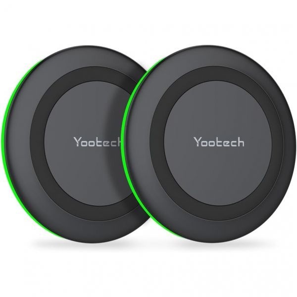 yootech [해외] Yootech 2개입 무선 충전기 아이폰호환 17 Pro Max Air 16 15 14 13 SE 2022 12 11 Samsung Galaxy S25 S24 AirPods 3 AC 어댑터 없음 와 호