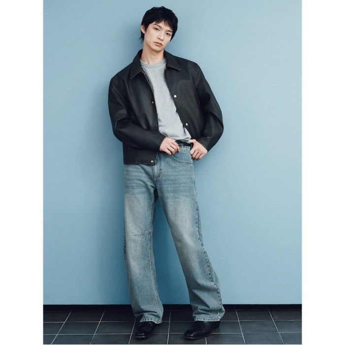 에잇세컨즈 풀밴딩 커브드핏 데님 팬츠 블루 456921CM2P