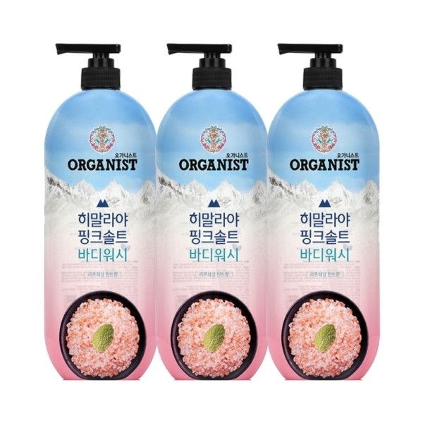 오가니스트 히말라야 핑크솔트 바디워시 900ml 리프레싱민트 x 3개