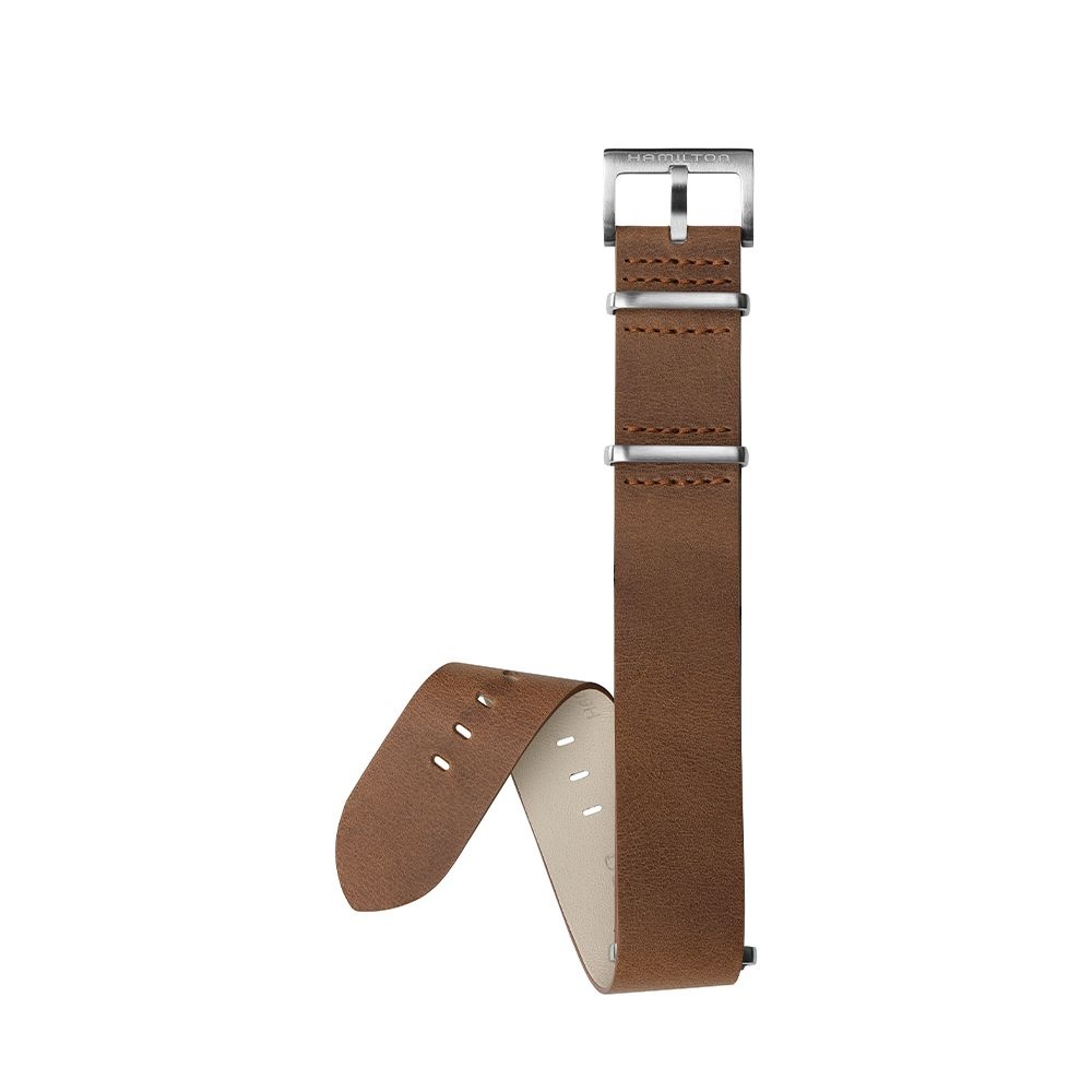 해밀턴 정품 브라운 가죽 나토 스타일 스트랩 22mm H6007651151