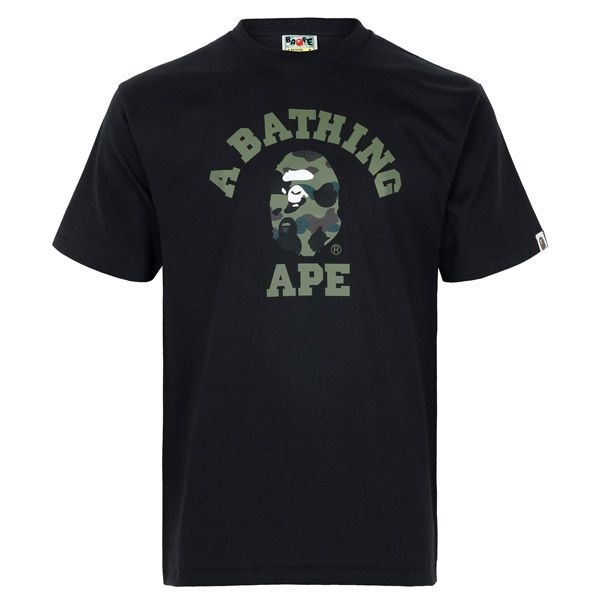 베이프 블랙 그린 1ST 카모 컬리지 티셔츠 001TEM301013M BLACK GREEN