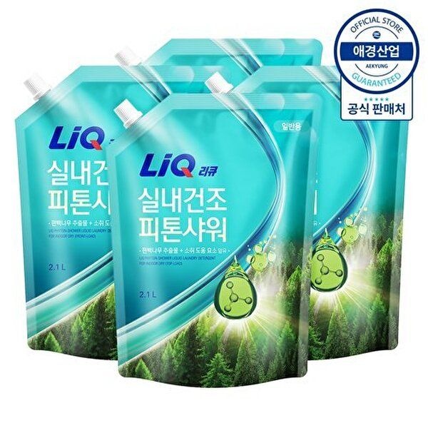 애경 [애경]리큐 실내건조 피톤샤워 액체세제 리필 2.1L ,4개