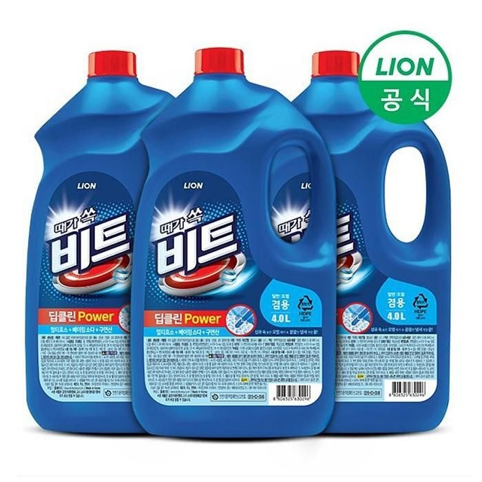 [비트] 비트 딥클린 파워 4L 3개 액체형 세제 일반 드럼
