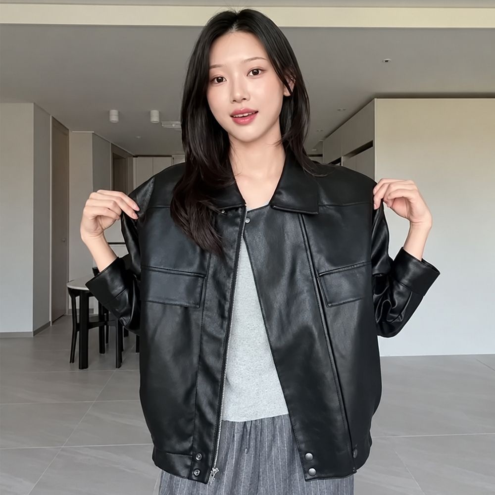 레더 블루종 자켓