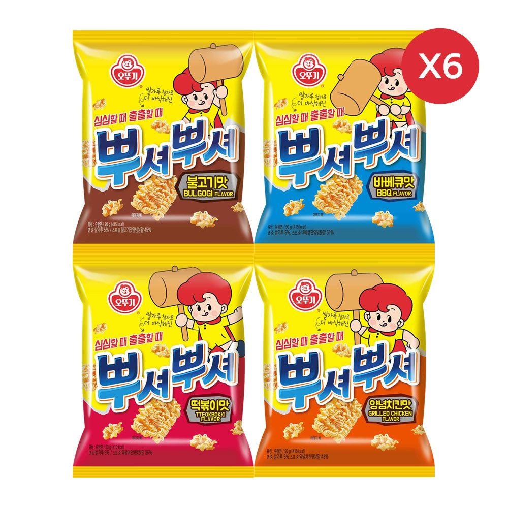 오뚜기 오뚜기 뿌셔뿌셔 불고기맛 6개+바베큐맛 6개+양념치킨맛 6개+떡볶이맛 6개 외 6종