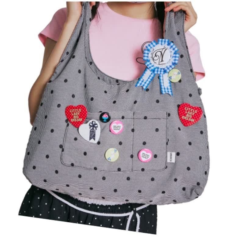 YOUHEE 유희 YOUHEE [브랜드위크 20%쿠폰]CHECK DOT COTTON BIG BAG_BLACK YHBGGA002BK 268978