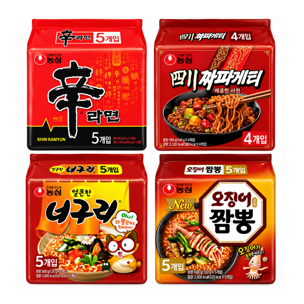 신라면 5개+너구리5개+ 사천짜파게티4개+오징어짬뽕5개 (총 19봉)