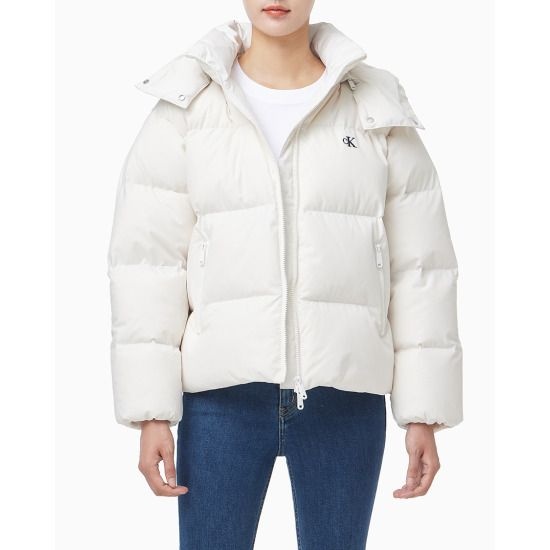 여성 CK 미드 랭스 후드 다운 패딩 점퍼 47D568G