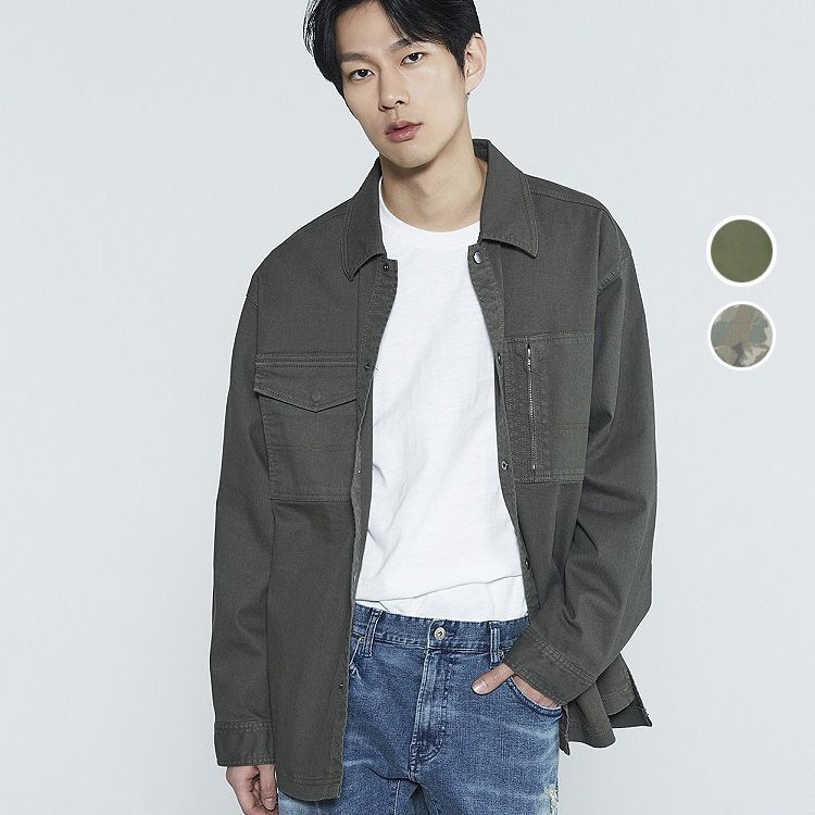 남성 코튼 스판 루즈핏 셔츠 자켓 B235SH320P