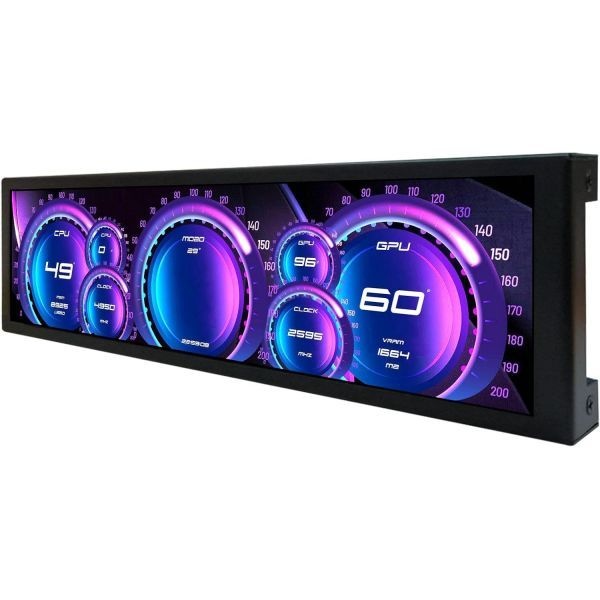 VSDISPLAY [해외] VSDISPLAY 9.1인치 462x1920 LCD 화면 D32 컴퓨터 PC 케이스용 소형 스트레치드 바 디스플레이 CPU GPU RAM 온도 데이터 모니