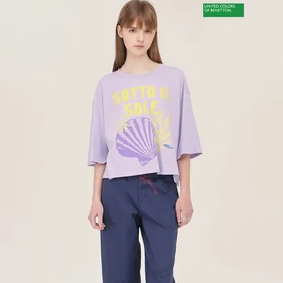 베네통 해변 프린팅 티셔츠 BATS63531