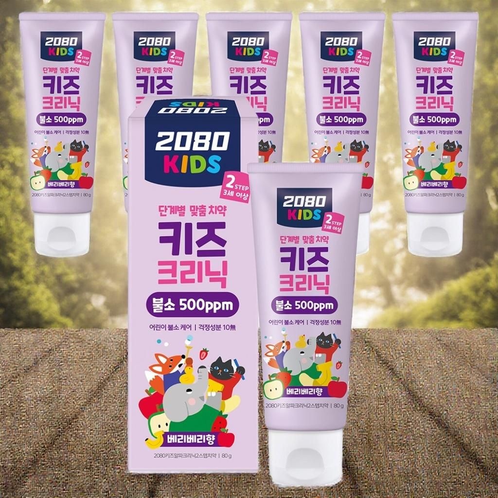 제조사미기재 2080 2080치약 아기치약 키즈알파크리닉 2스텝 치약 80g 6개
