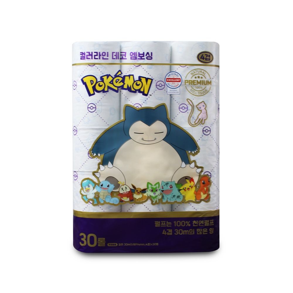 포켓몬스터 포켓몬 화장지 천연펄프 4겹 30롤