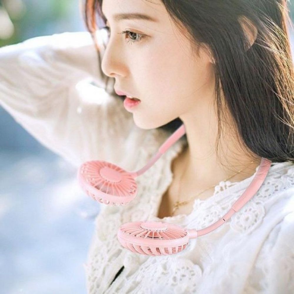 yiwu yousai daily necessities 2021년 신형 LED 밴드형 듀얼 목걸이 선풍기