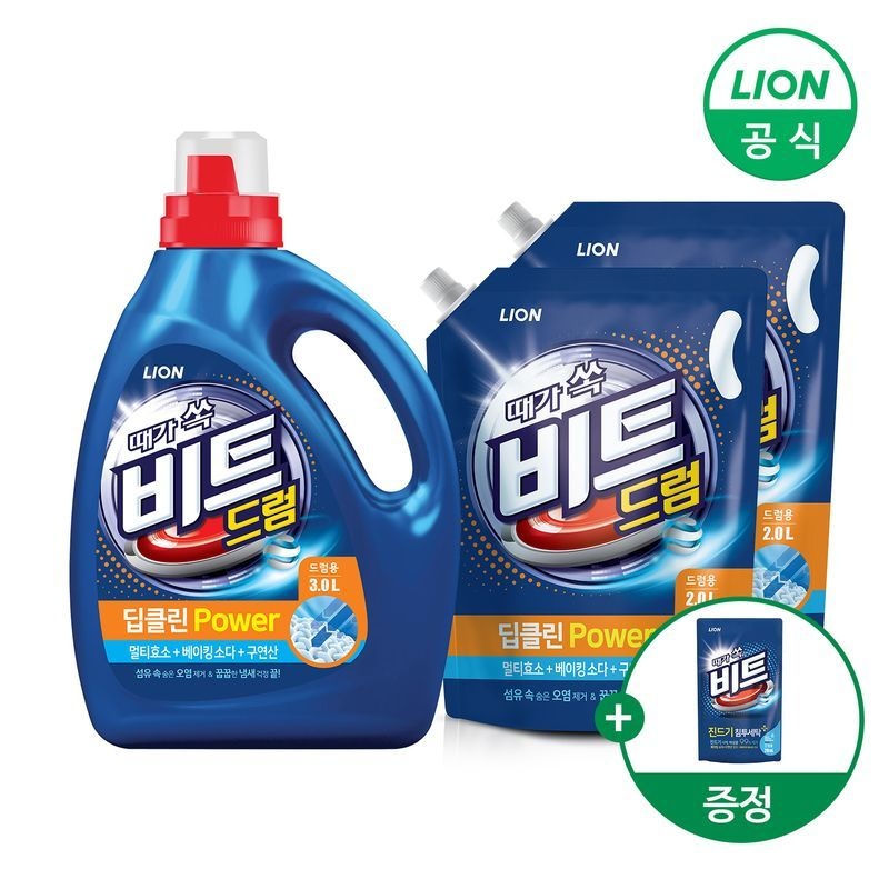 비트 (유배) 비트 딥클린 파워세탁 액체세제 용기 3L 1개+리필 2L 2개+겸용300g 제공