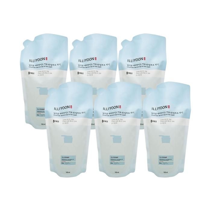 일리윤 세라마이드아토 6.0 탑투토 워시 500ml(리필) 약산성 삼푸 겸용 올인원 6개 Ss