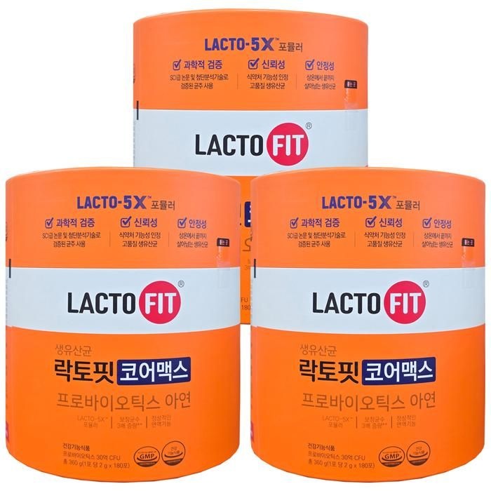 종근당건강 락토핏 코어맥스 생유산균 180포 x 3통 (9개월분) HIS