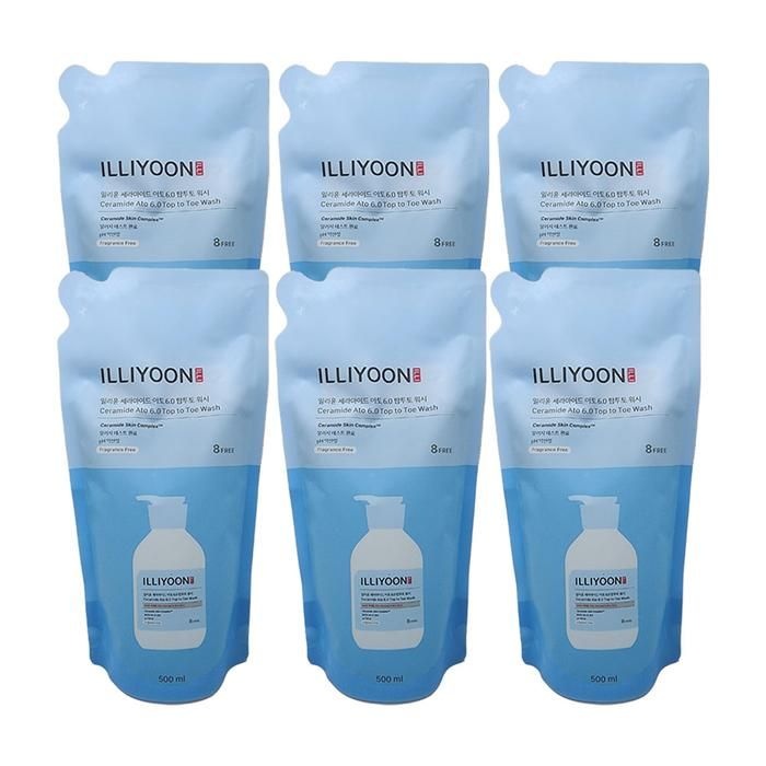 일리윤 세라마이드 아토 6.0 탑투토 워시 무향 500ml(리필) 올인원 샴푸겸용 바디워시 6개 Ss