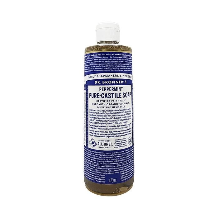 닥터브로너스 페퍼민트 퓨어 캐스틸 솝 민트향(지성) 475ml 올인원 바디워시 1개 Ss