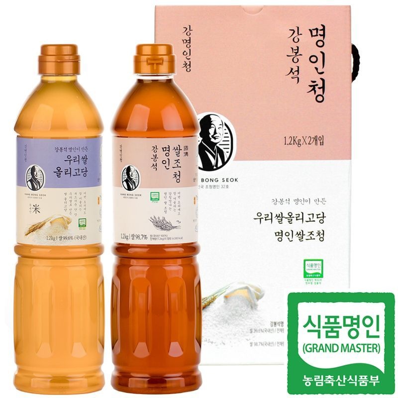 강봉석 명인 쌀조청+올리고당 1.2kgx2개 / 조청 올리고당 세트 / 국내산 쌀