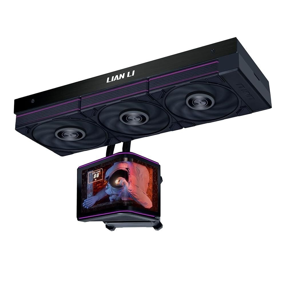 리안리 [해외] Lian Li Hydroshift II OLED 곡선형 360P28 V2 액체 CPU 쿨러 - 360mm AIO 3x120mm P28V2 팬 6.6인치 스크린 3D 애니메이션 도움 데이지