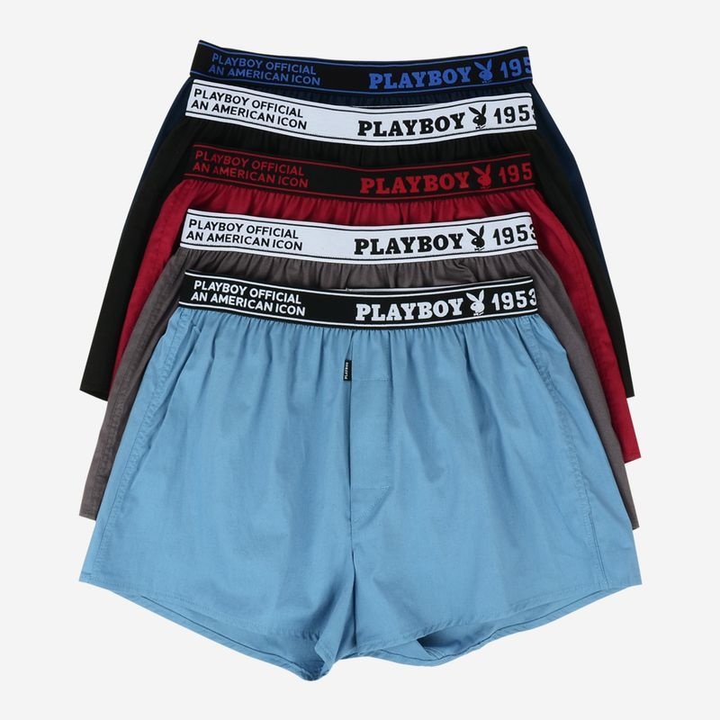 플레이보이 PLAYBOY 트렁크 5매입 순면 40수 아웃밴드 사각팬티 PMT1205 138975