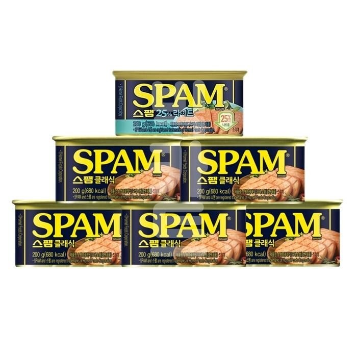 CJ 스팸 클래식200g 5캔+ 마일드 (25% 라이트) 200g 1캔 무료배송