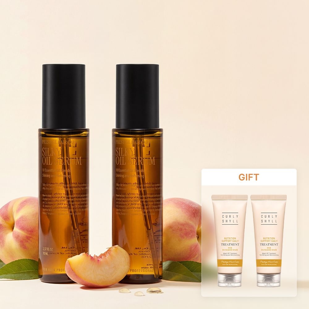 [복숭아 퍼퓸오일] 실키 오일 세럼 70ml 듀오 (뉴트리션 서포트 데일리 트리트먼트 30ml * 2개 증정)