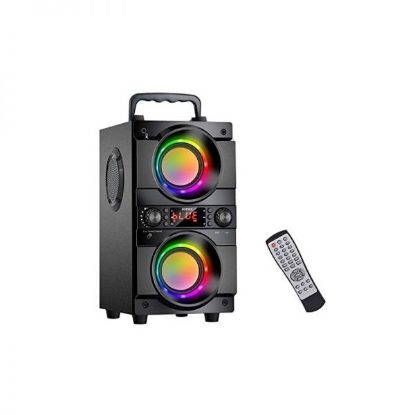 [해외] 60W (80W 피크) 휴대용 블루투스 스피커, 더블 서브 우퍼 헤비 베이스, 5.0 무선 30.5m(100피트) 야외 FM 라디오 지원, LED