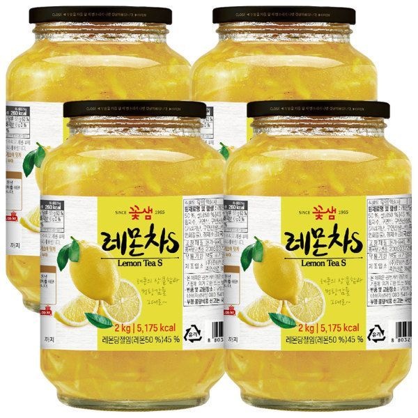 꽃샘 레몬차S 2kg x 4개 / 차음료 액상 과일청