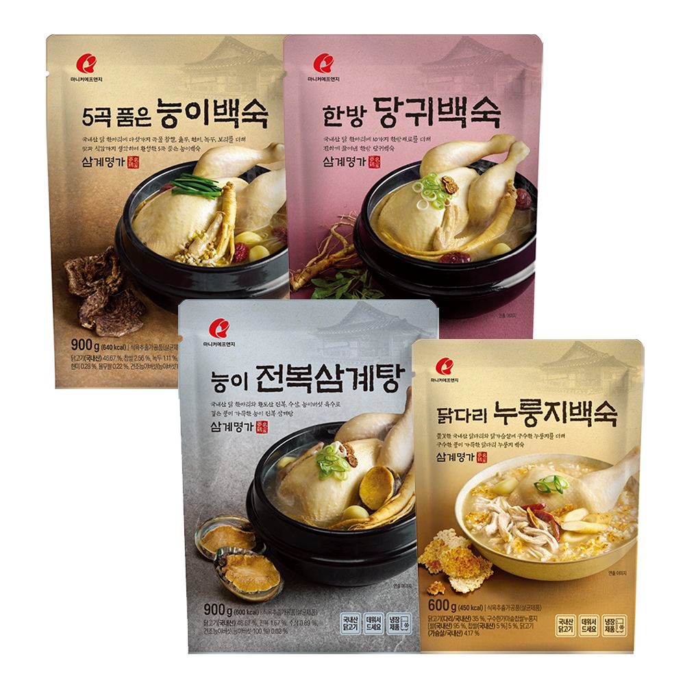 마니커 삼계탕 백숙 5종 녹두 능이백숙 한방 당귀 전복 닭다리 누룽지