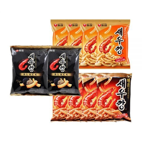 농심 새우깡 90g, 4개 + 매운 새우깡 90g, 4개 + 새우깡 블랙 72g, 2개
