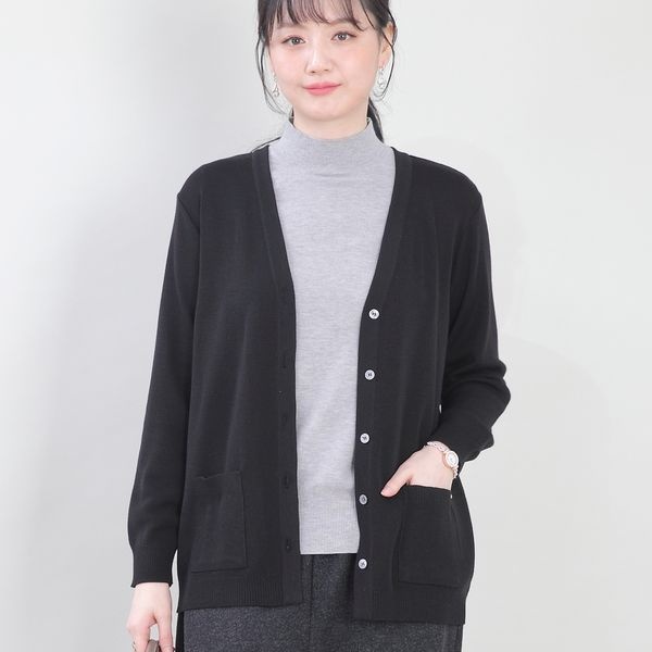 애비뉴투지 [하프클럽]애비뉴투지 엄마옷 도라 국내산 울 브이 봄 가을 간절기 하프 니트 가디건 J10252