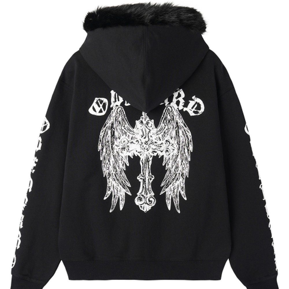 에스씨엘에이(SCLA) [매장정품] 오픈야드(오와이) GOTHIC CROSS FAUX FUR HOODIE ZIP UP - BLACK OYBEF1SW050BK