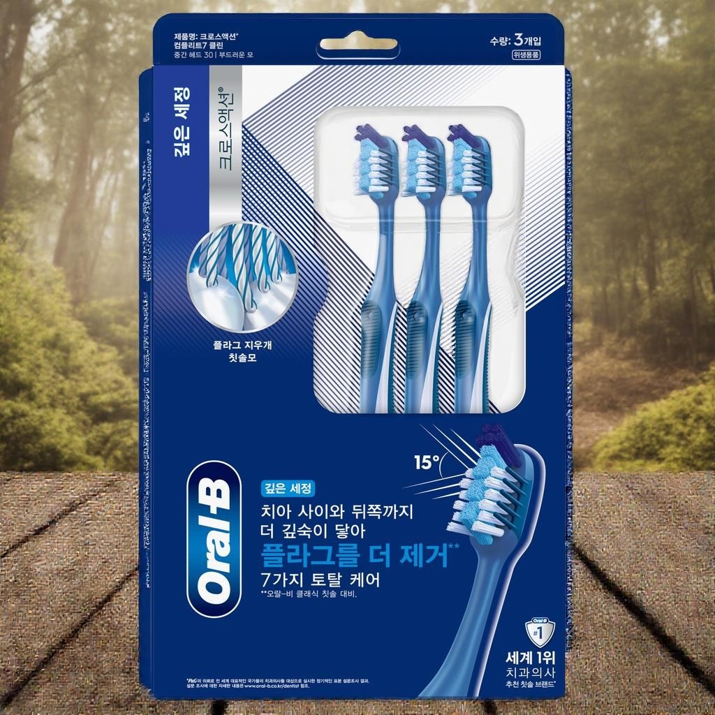 오랄비 여행용칫솔 칫솔 홀더 어린이 칫솔 크로스액션 컴플리트7 클린 3개입 1개