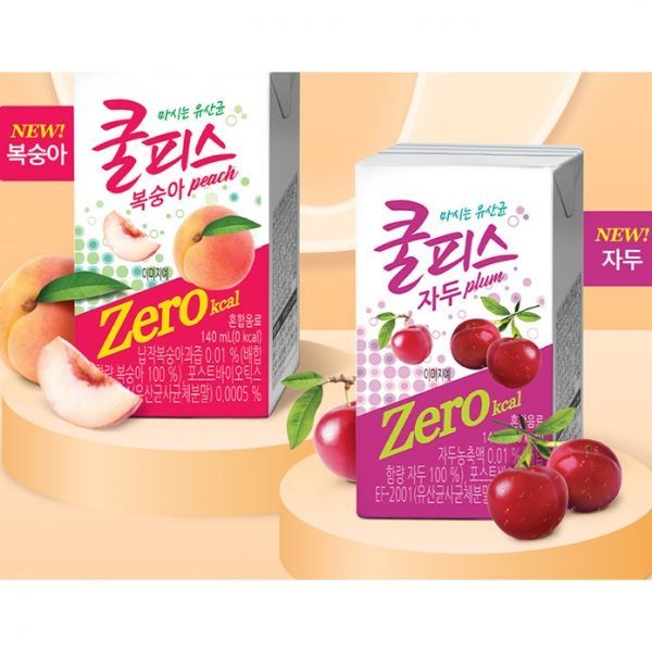 동원 쿨피스 제로 140mL x 48개 (복숭아 24개 + 자두 24개)