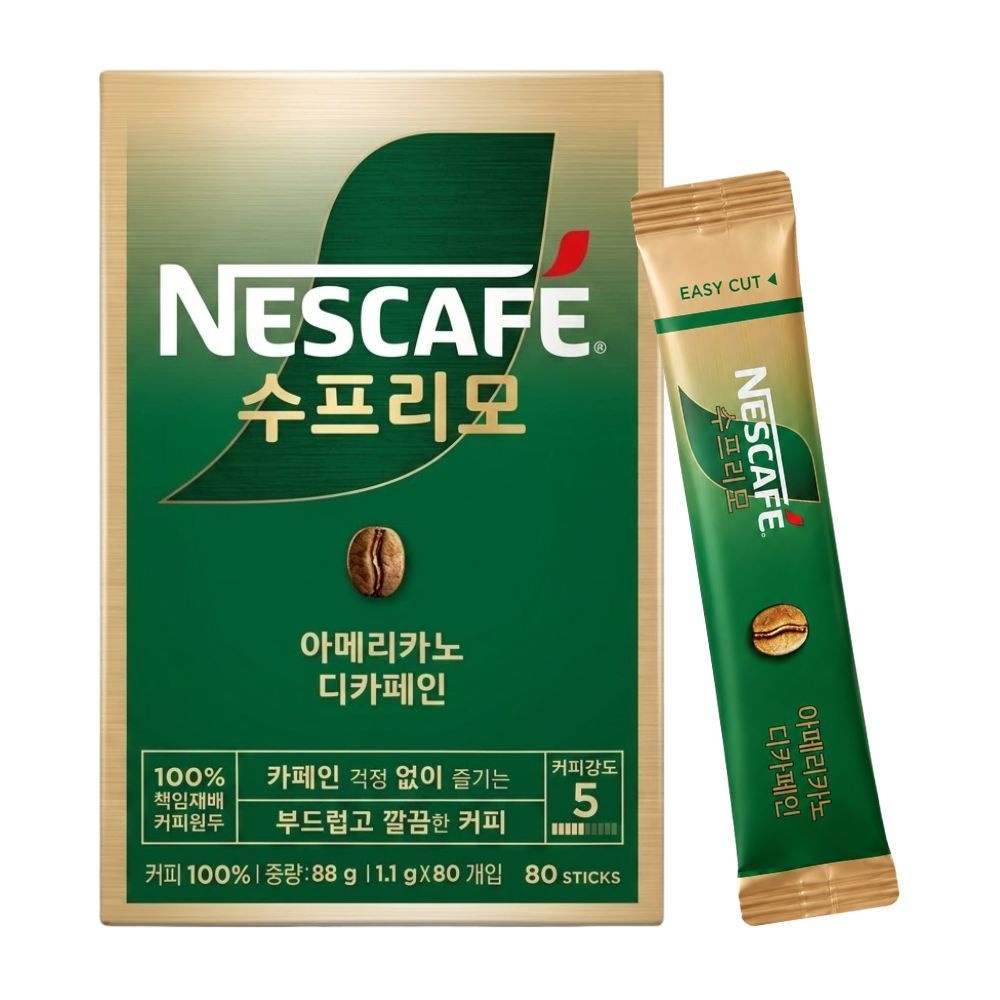 네스카페수프리모 디카페인 아메리카노 원두커피스틱 디카페인 80T