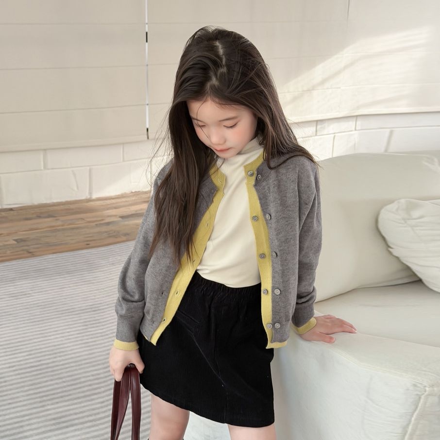 베이비맥스 컬러 블록 레이어드 니트 가디건 R21331