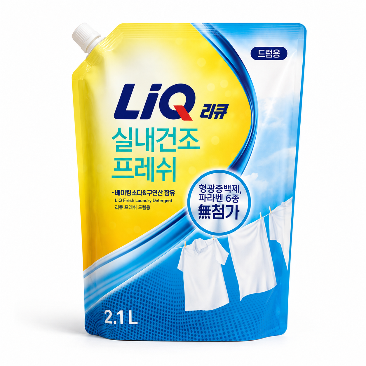 리큐 프레쉬 실내건조 세탁세제 드럼용 2.1L 4개