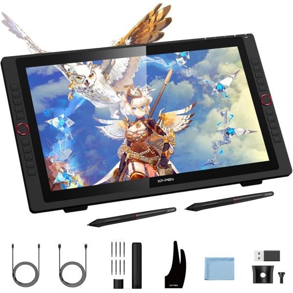 XP-Pen [해외] XPPen Artist 22R Pro 컴퓨터 그래픽 <b>태블릿</b> 스크린 포함 120% sRGB 배터리 한 스타일러스 펜 풀 라미네이트 기술 21.5인치