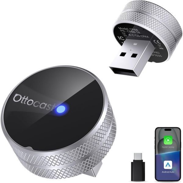[해외] OTTOCAST 오토캐스트 Mini Tube 2026 무선 CarPlay 안드로이드 Auto 어댑터 플러그 앤 플레이 차량 연결 5GHz WiFi 안정적 성능