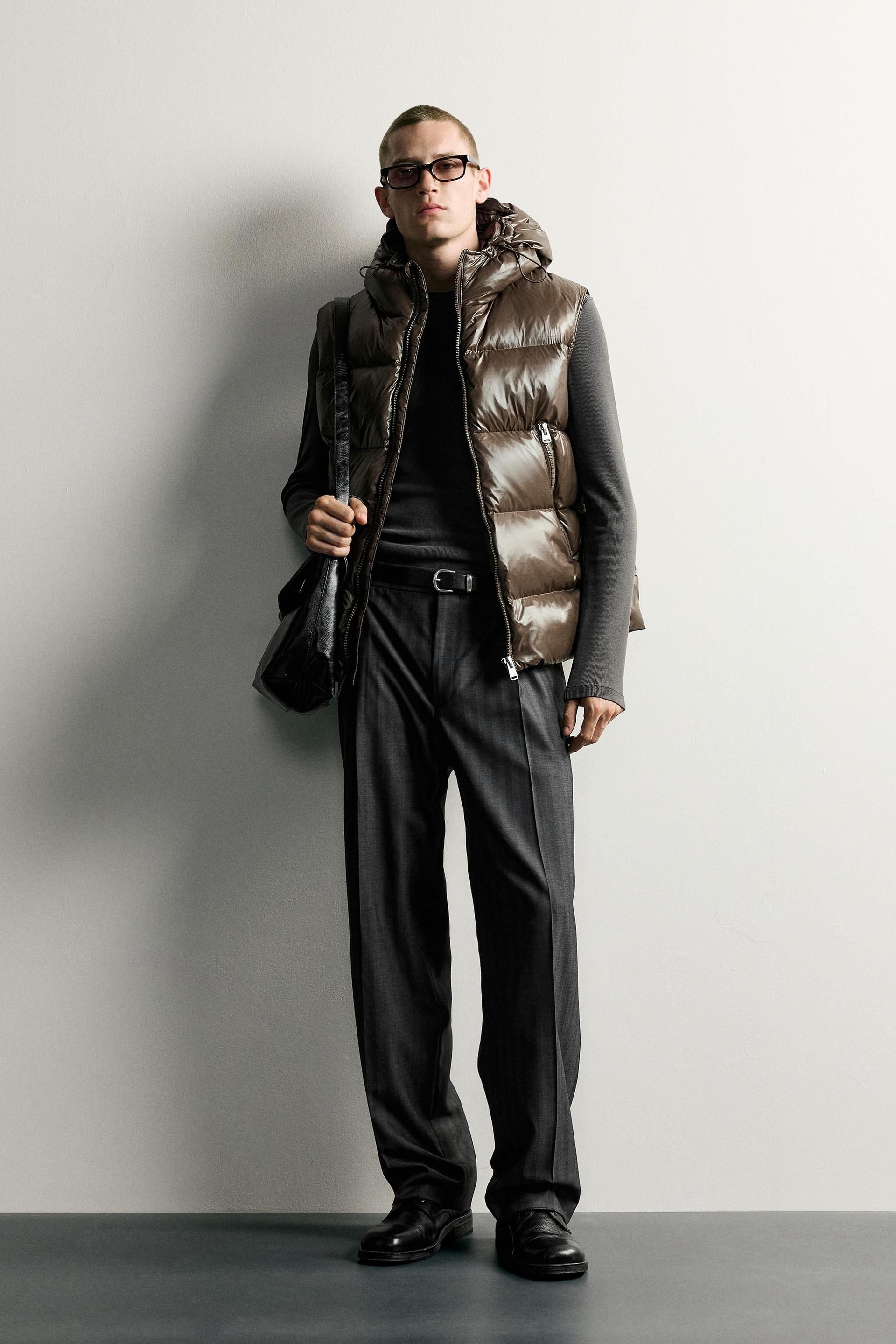 [국내매장] ZARA 남성 60% 다운 40% 페더 발수 베스트 - 황토색 3411/002/703 550085